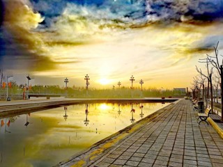 夕陽下的彩杏院